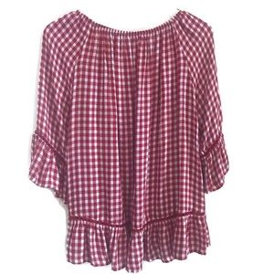 Fever Tops - Fever Red & White Gingham Peasant Blouse Large Fever Tops - Fever Red & White Gingham Peasant Blouse Large